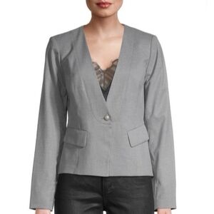 Karl Lagerfeld Paris Gray Tailored Fit Blazer 1 Button Lightweight Jacket 12